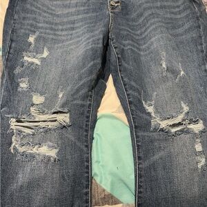 Distressed Blue Jeans